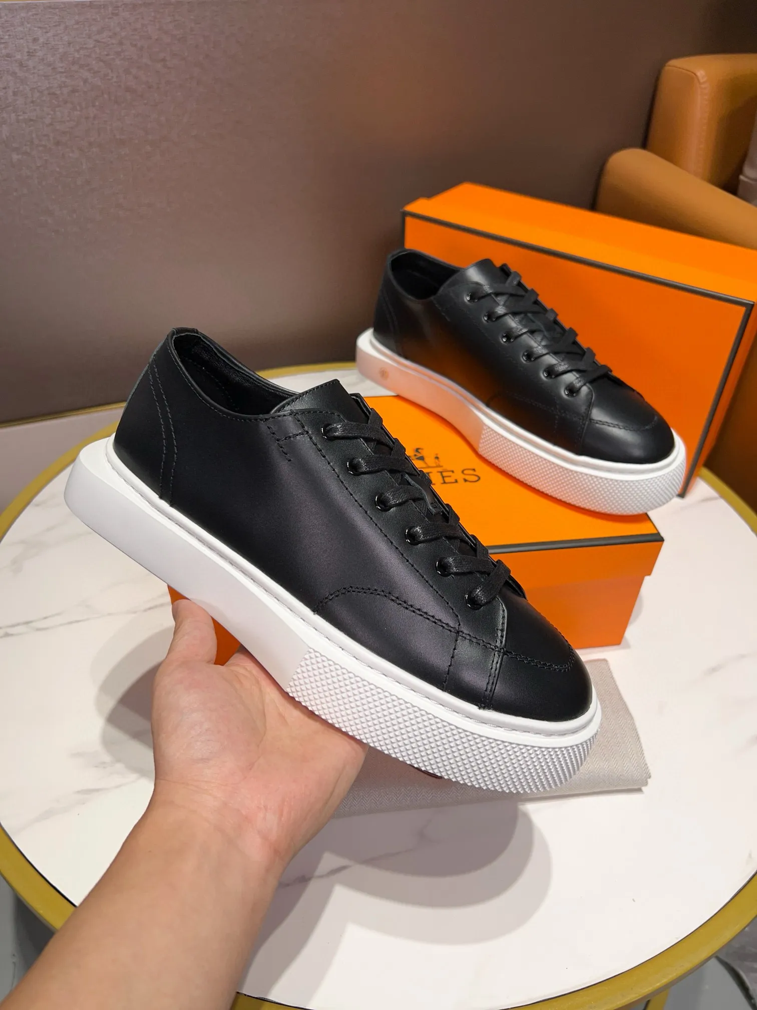 Factory price: 438💰[HERMES] Hermès - high-end quality original order 🔍🔍new product from men's counter uppers imported from Italy cowhide, sheepskin lining soles: original factory special soles, exclusive movable molded soles super comfortable, original factory follow-up goods - super high quality control·fine workmanship: highlighted (high-end·nobility·grade) -Size: 38-44 (45 can be customized)·